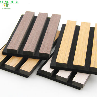 Sunhouse Modern Design Akupanel Wooden Slat Acoustic Panels Soundproof Diffusion Wall Panel for Living Room