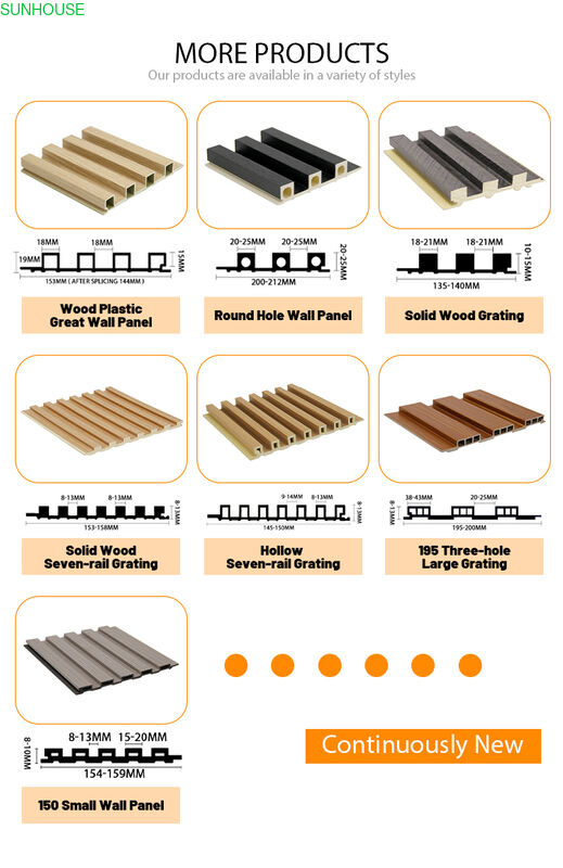 Fluted Wall Board WPC Interior Wall Panel Spot Goods Plastic Composite PVC Coating for School Hotel Villa Apartment