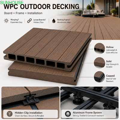 قیمت خوب راهنمای مقاومت در برابر آب و هوای عرشه چوبی پلاستیکی (WPC) در فضای باز، پایداری در برابر اشعه ماوراء بنفش و محو شدن رنگ آنلاین