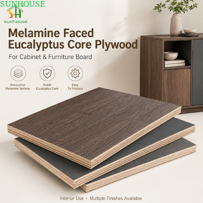 قیمت خوب 18mm Melamine Faced Plywood Eucalyptus Core Meubles Board for Cabinets تولید مبلمان داخلی و کمد لباس آنلاین
