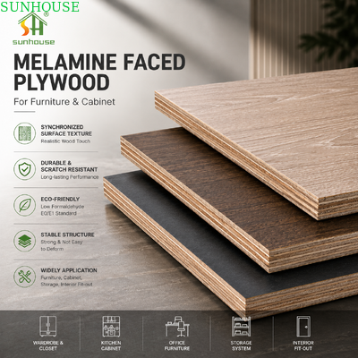 قیمت خوب 18mm ملامینه در مقابل پلائیوود Eucalyptus پوپلر چوب سخت هسته مبلمان تخته برای کابینت و کمد آنلاین